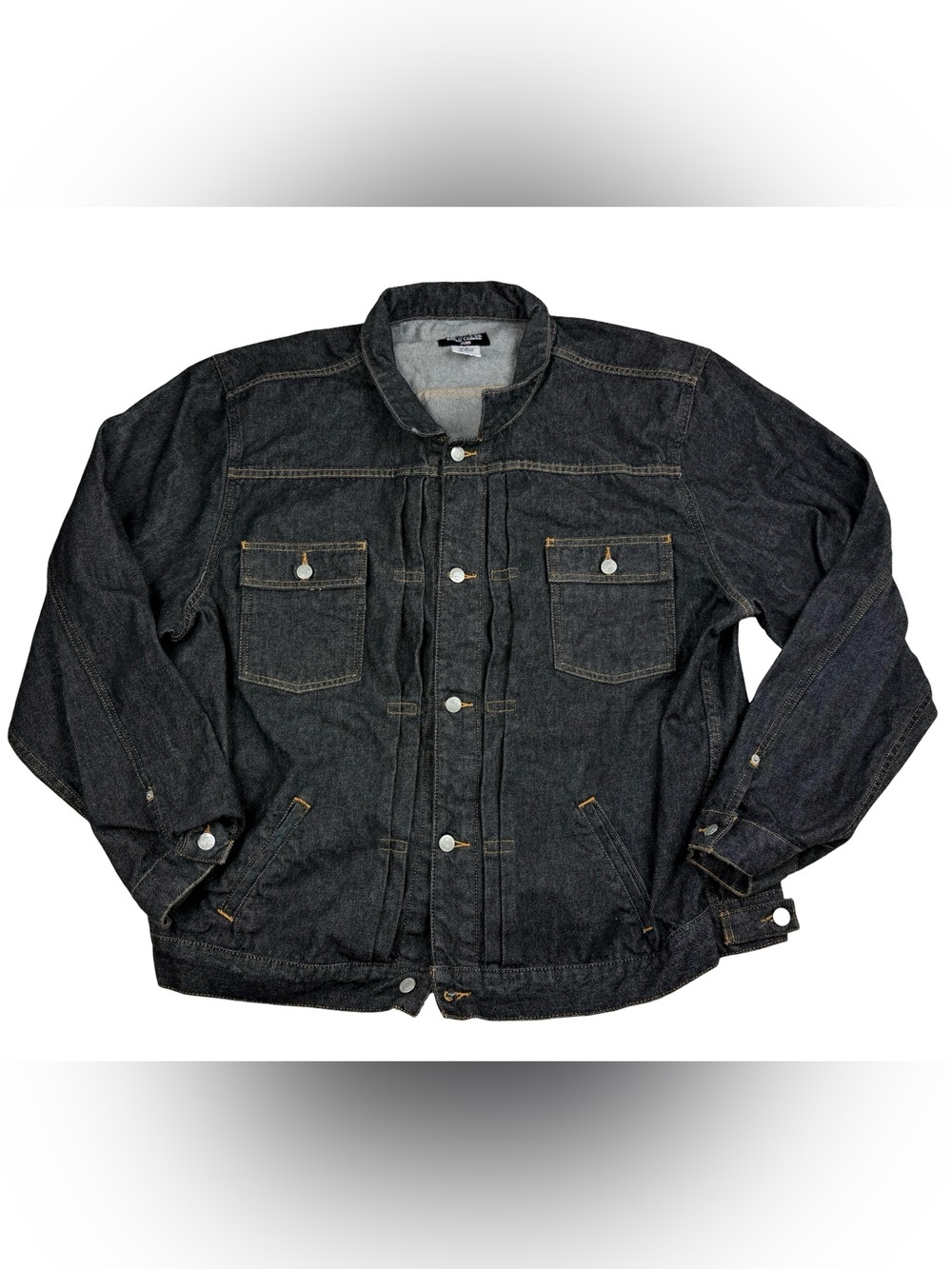 Polo Jeans Co Ralph Lauren Denim Jacket Size 3X Pleated Detail Washed Black